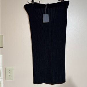 Leo & sage Elegant Black Ribbed Pencil Skirt